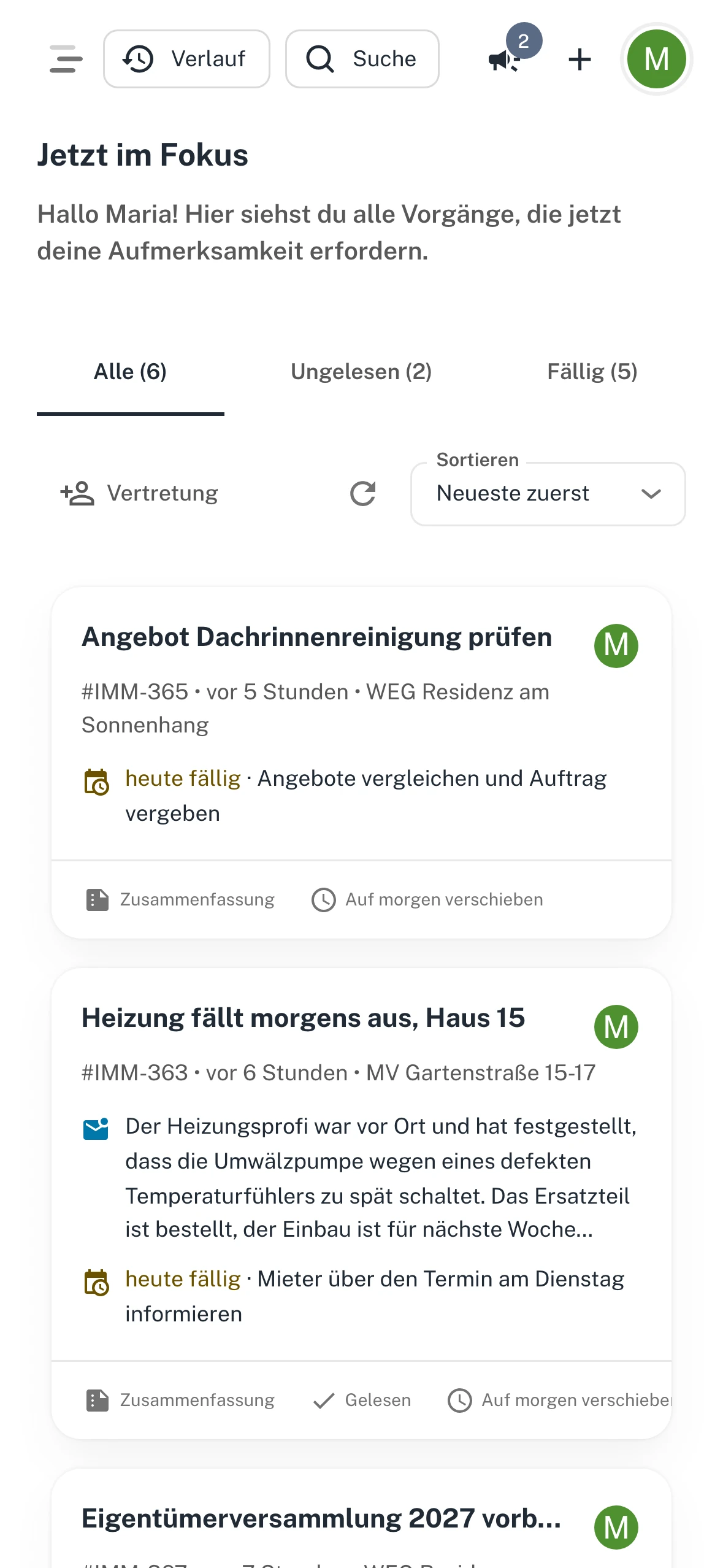 Jetzt im Fokus auf dem Handy